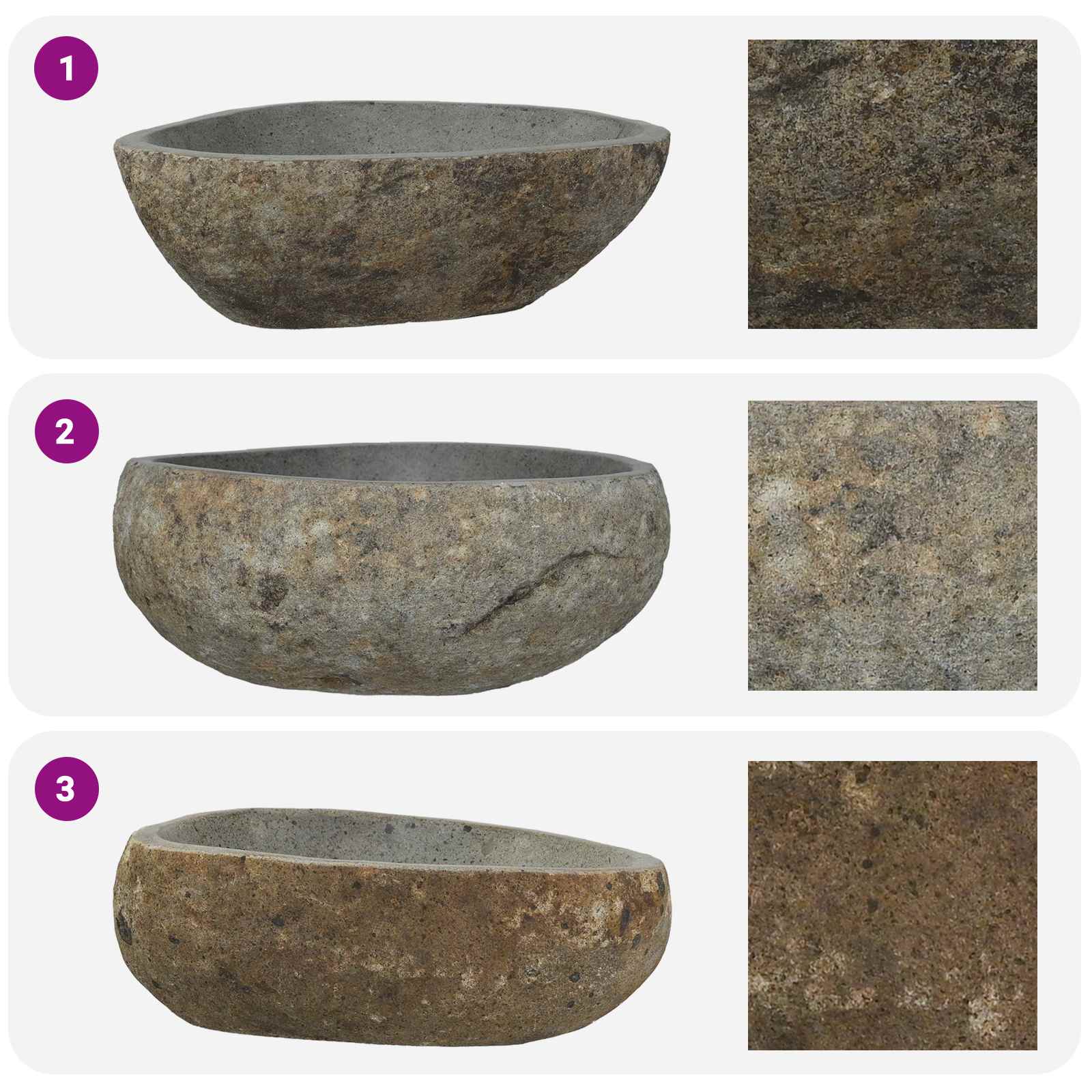 River Stone Basin Light Grey 52 x 40 x 15 cm River Stone
