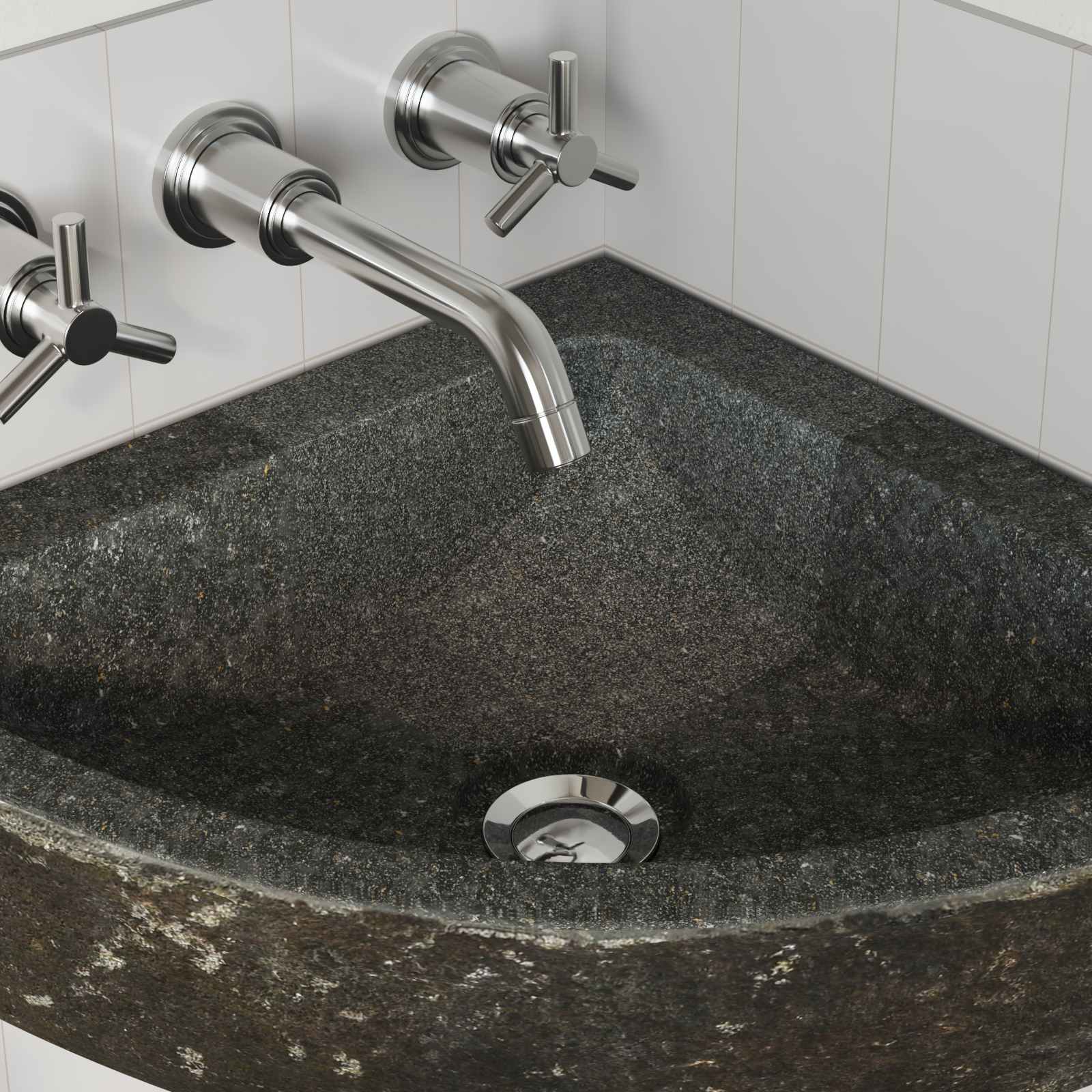 Kriauklė Pilka (38-45) x (38-45) x 12 cm Upės Akmuo