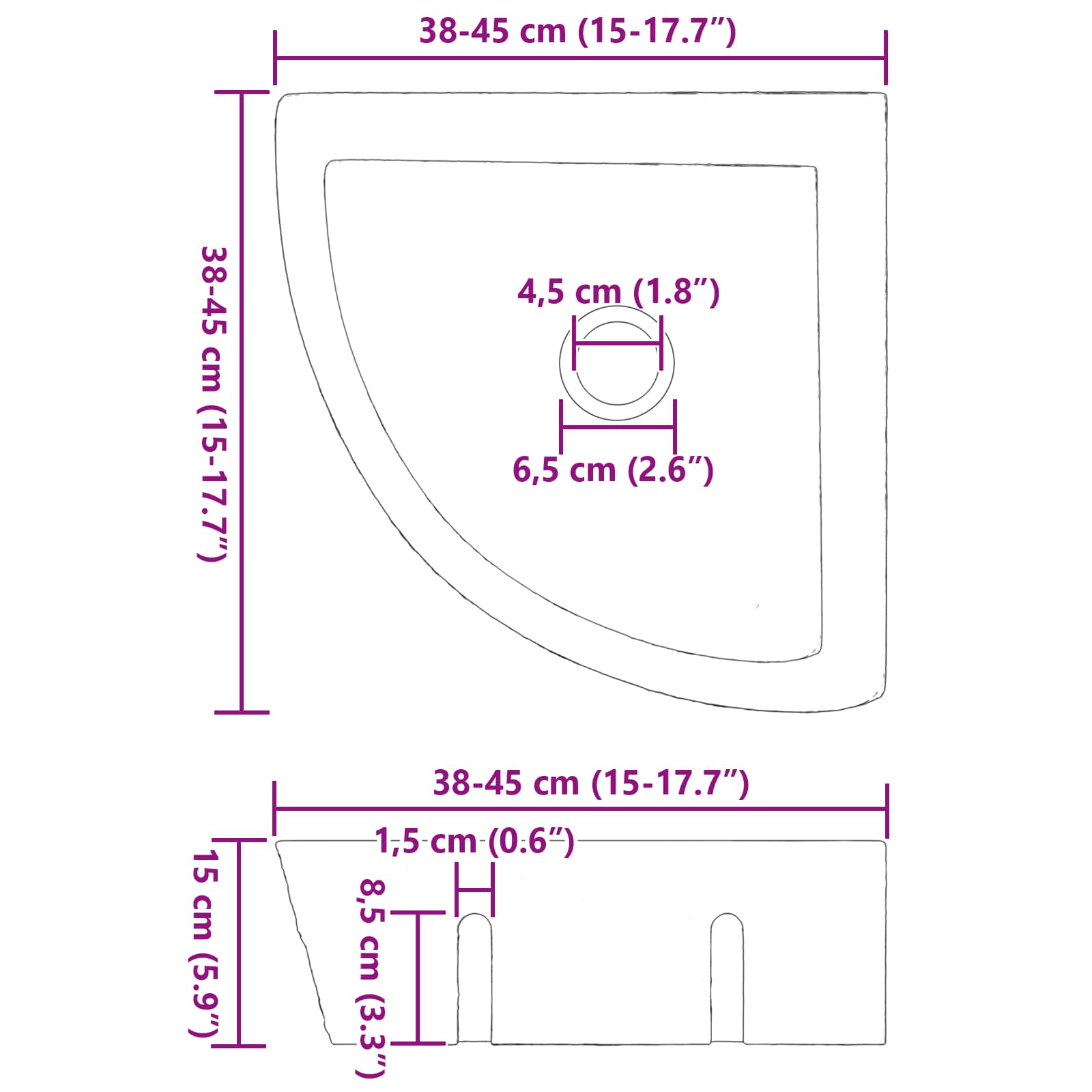 Kriauklė Pilka (38-45) x (38-45) x 12 cm Upės Akmuo