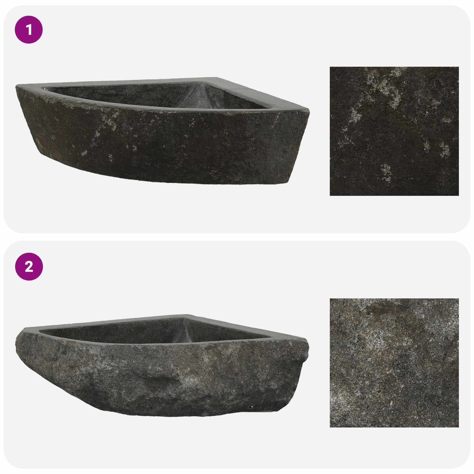 Kriauklė Pilka (38-45) x (38-45) x 12 cm Upės Akmuo