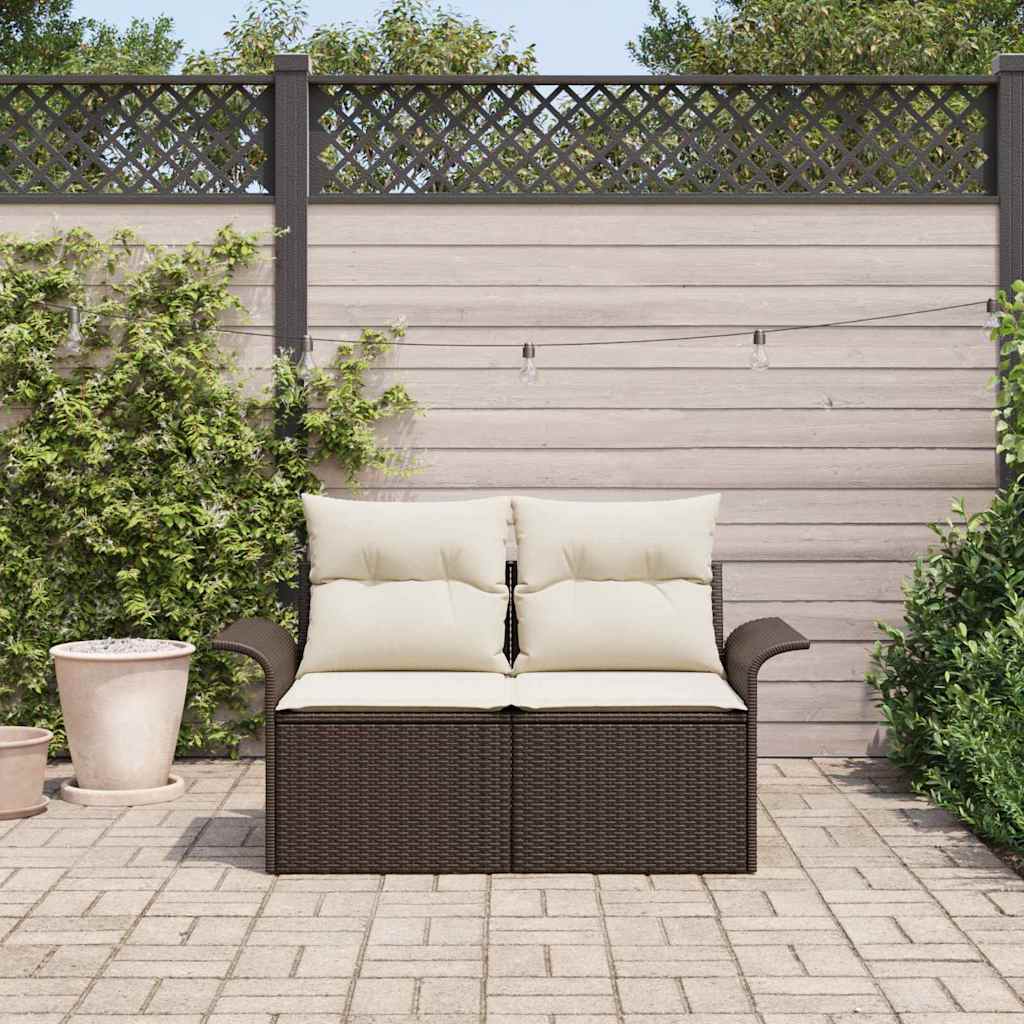 2-vietė sofa sode su pagalvėlėmis ruda poli ratanas