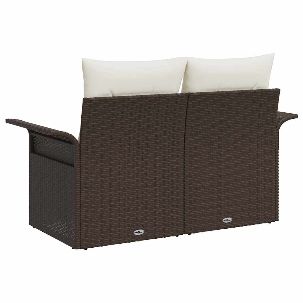 2-vietė sofa sode su pagalvėlėmis ruda poli ratanas