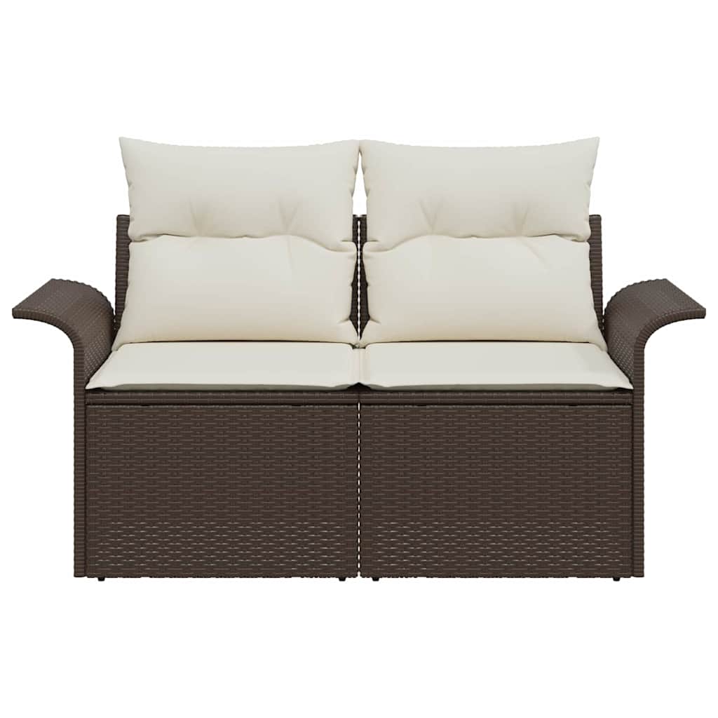 2-vietė sofa sode su pagalvėlėmis ruda poli ratanas
