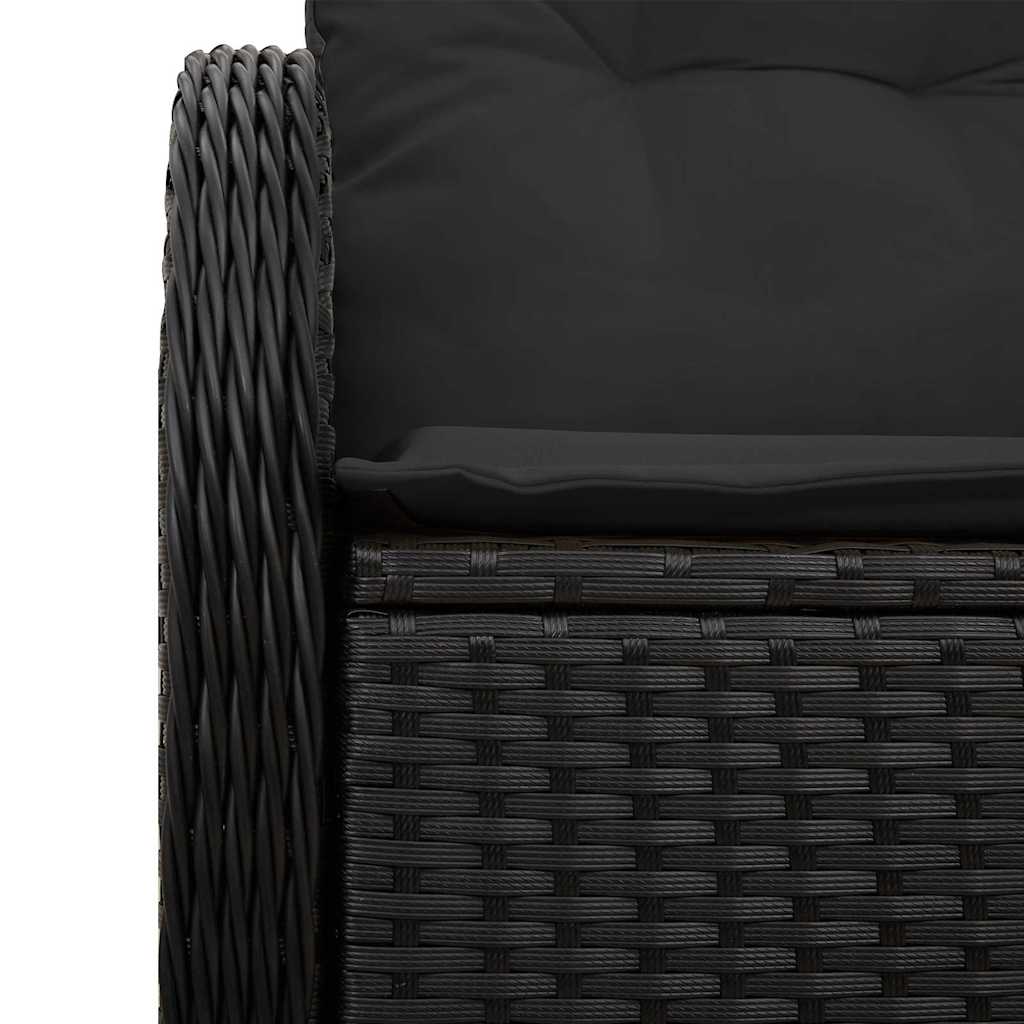 2-vietė sofa sode su pagalvėmis juoda poli ratanas