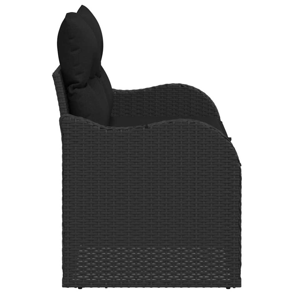 2-vietė sofa sode su pagalvėmis juoda poli ratanas