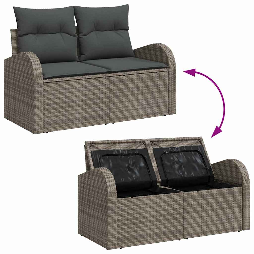 Dārza dīvāns ar spilvenu Pelēks 124 x 62 x 69cm polirotangs