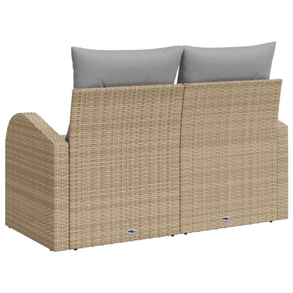 2 vietų sodo sofa su saugojimu & pagalvėmis smėlio poli ratanas