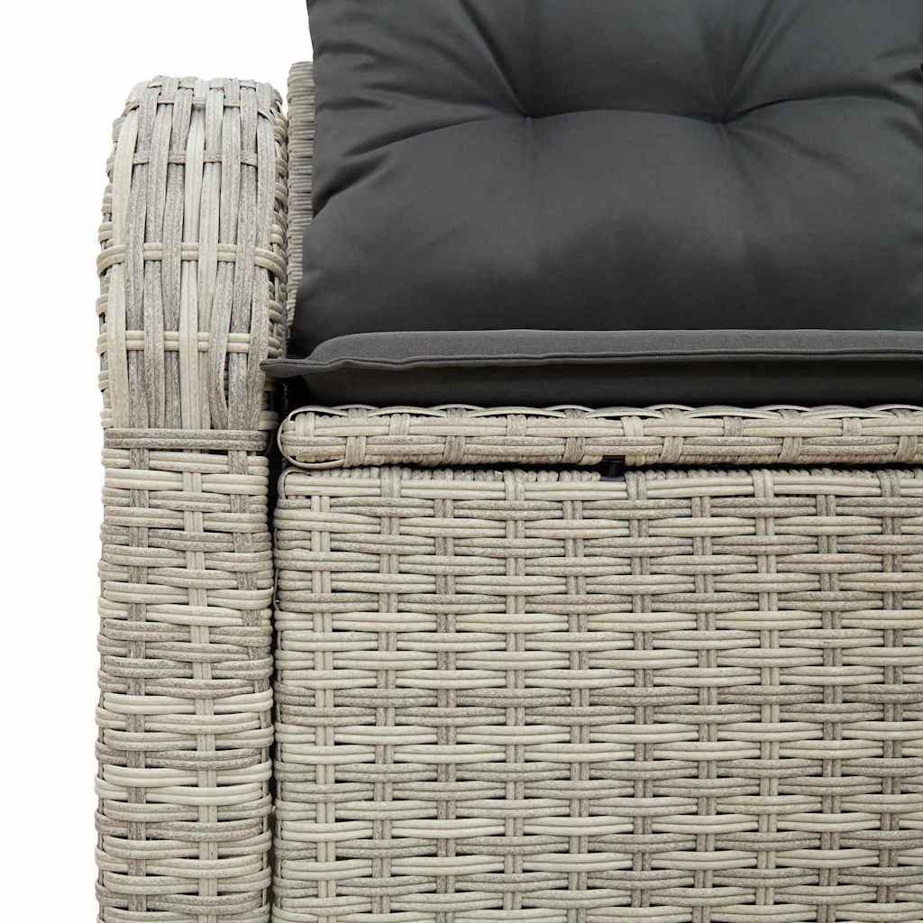2 vietų sodo sofa su saugojimu ir pagalvėlėmis šviesiai pilka poli ratanas