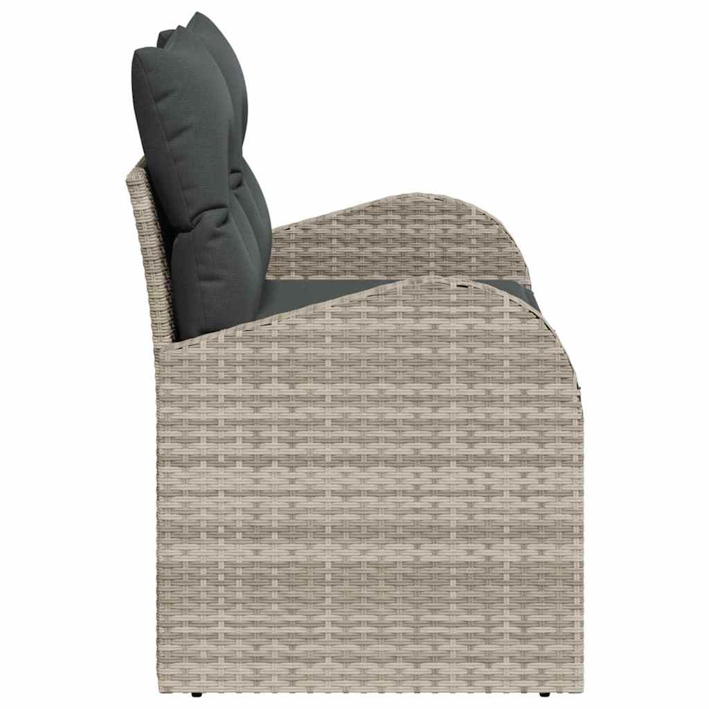 2 vietų sodo sofa su saugojimu ir pagalvėlėmis šviesiai pilka poli ratanas