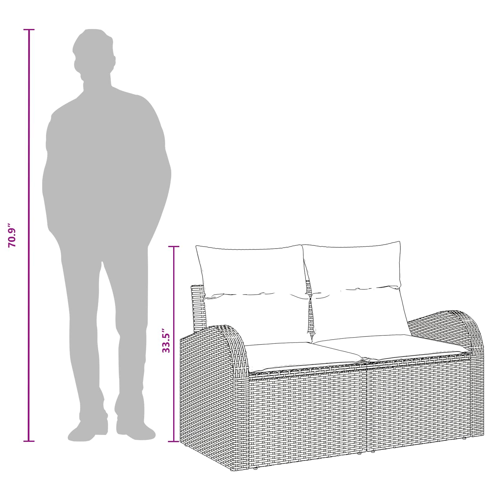 Sodo sofa Ruda 124 x 62 x 85cm poliratanas