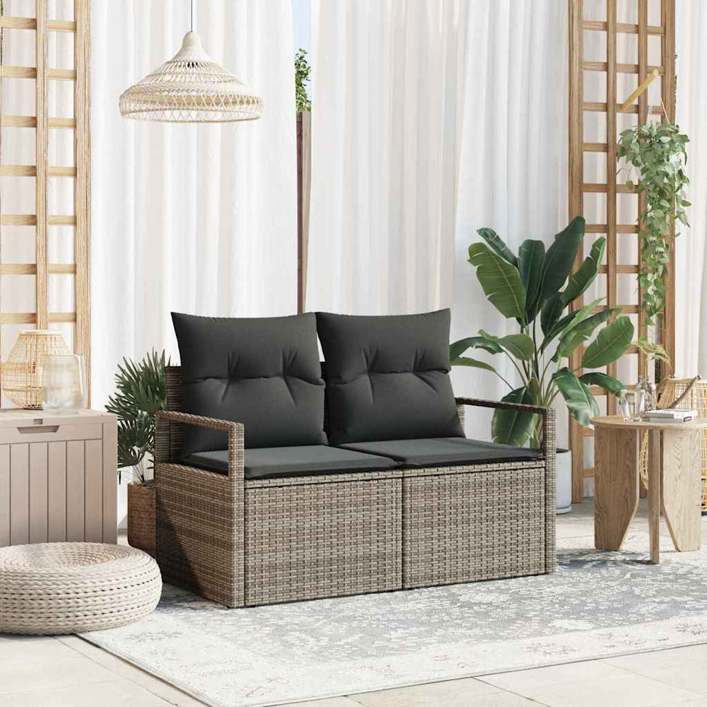 2-Sėdima Lauko Sofa su Pagalvėmis Pilka Poly Ratanas