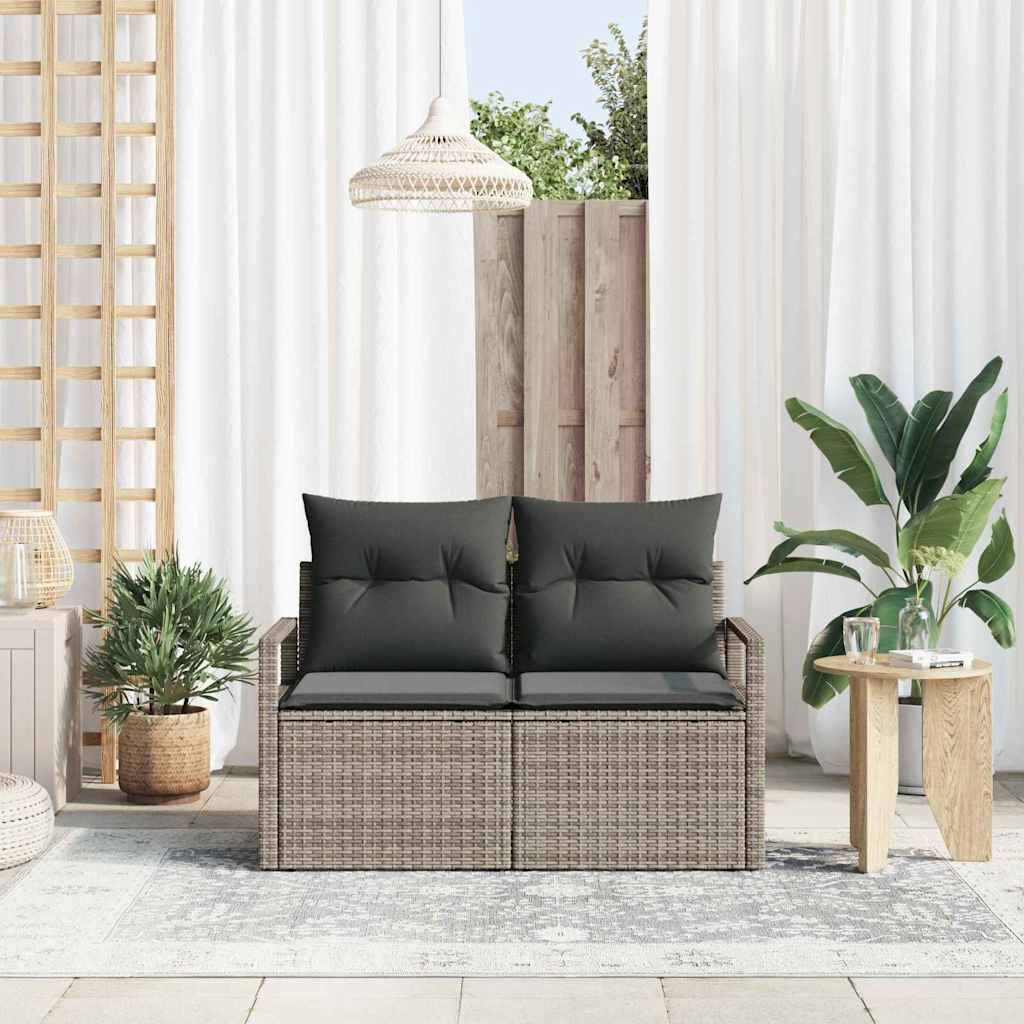 2-Sėdima Lauko Sofa su Pagalvėmis Pilka Poly Ratanas