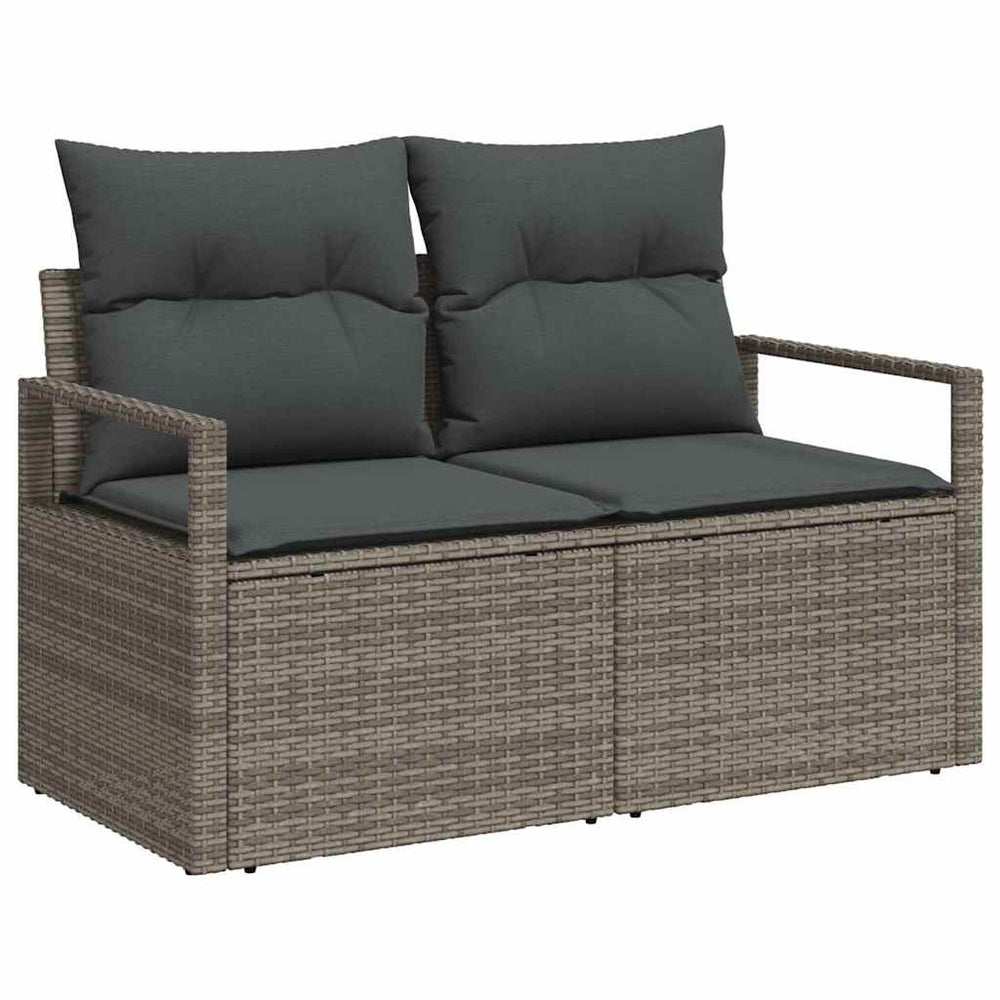 2-Sėdima Lauko Sofa su Pagalvėmis Pilka Poly Ratanas