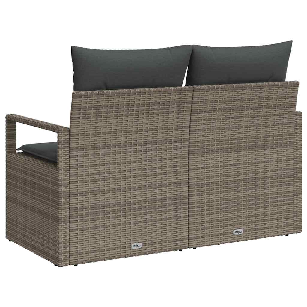 2-Sėdima Lauko Sofa su Pagalvėmis Pilka Poly Ratanas