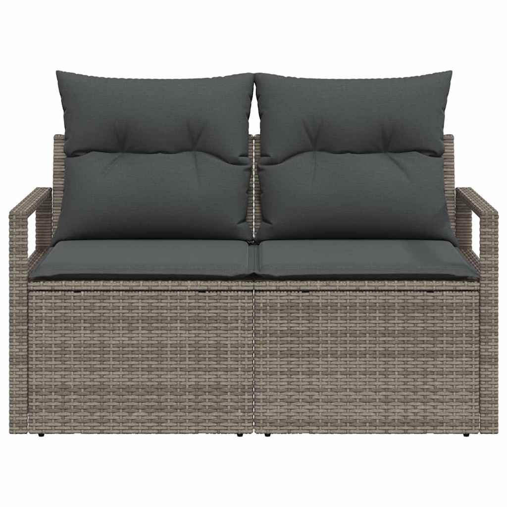 2-Sėdima Lauko Sofa su Pagalvėmis Pilka Poly Ratanas