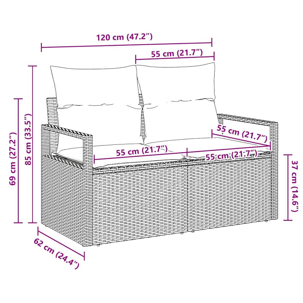Sodo sofa su pagalve Smėlio 120 x 62 x 69cm poliratanas