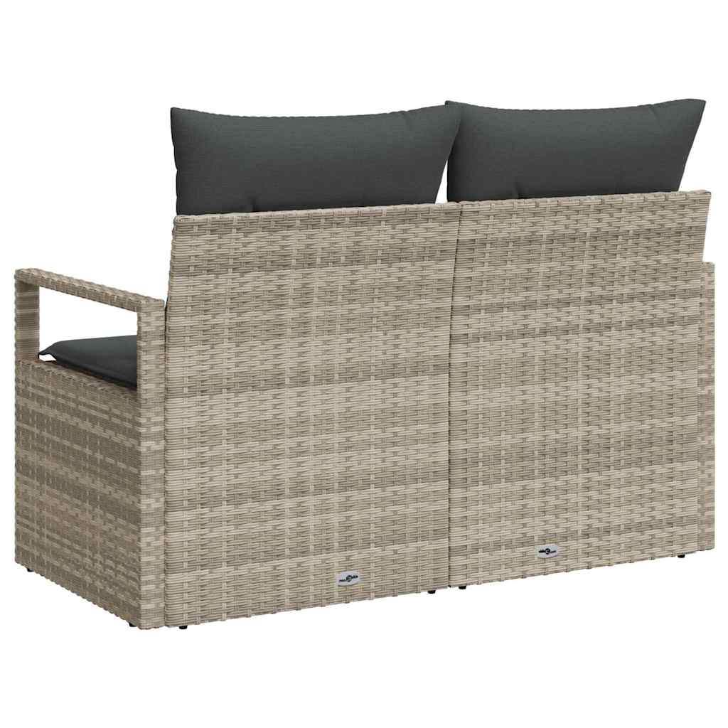 2-vietė sodinė sofa su pagalvėlėmis pilka poli ratanas