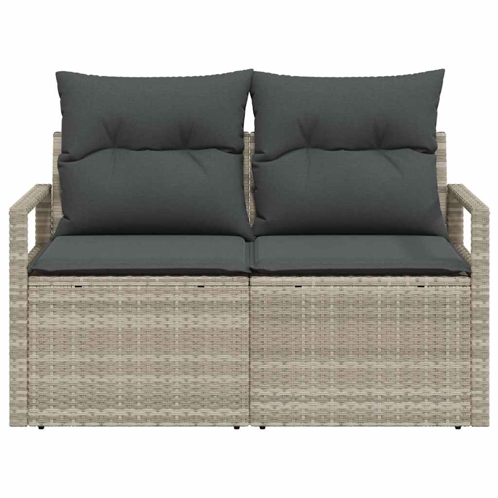 2-vietė sodinė sofa su pagalvėlėmis pilka poli ratanas