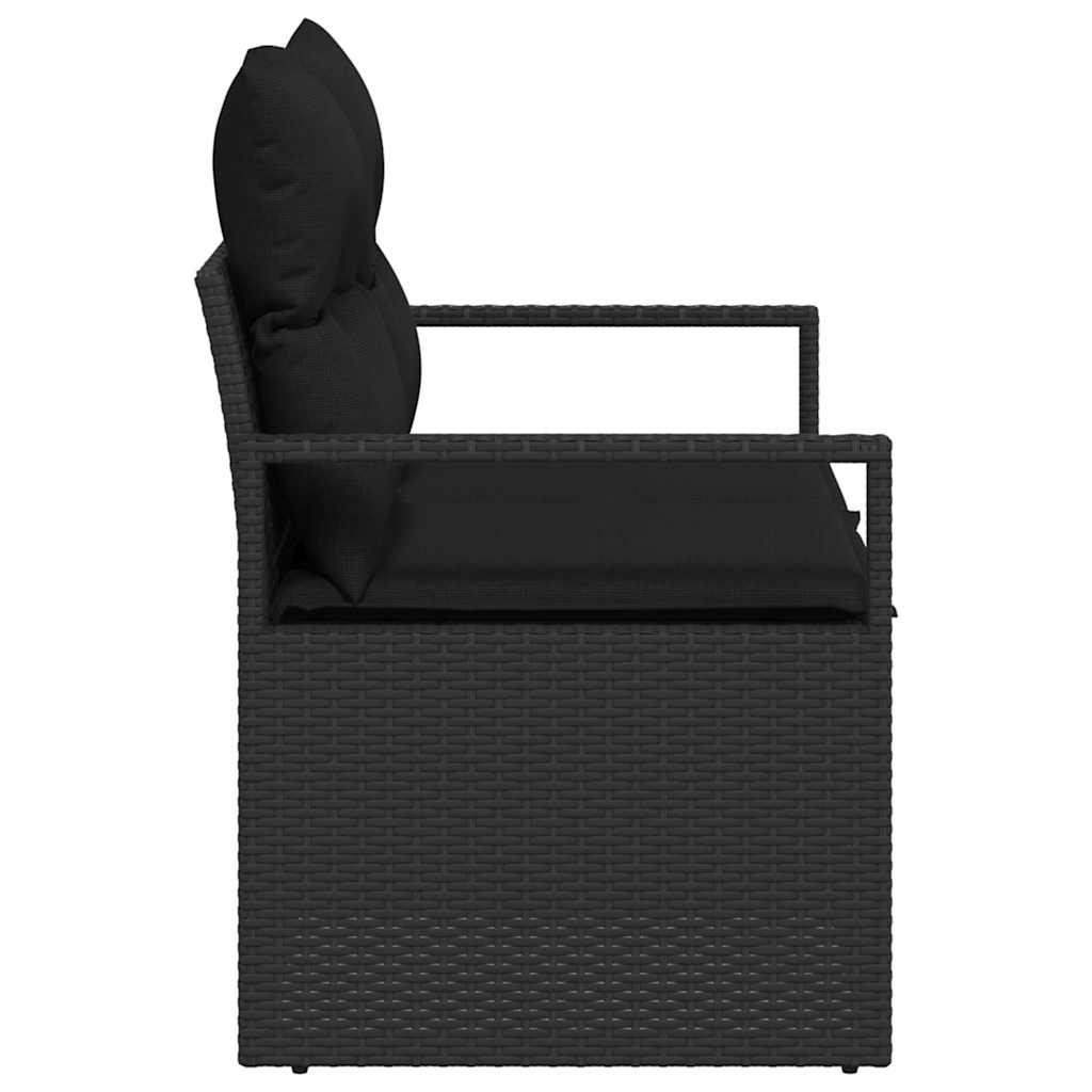 2-sėdimas sodų sofa su pagalvėlėmis juoda poly rattan
