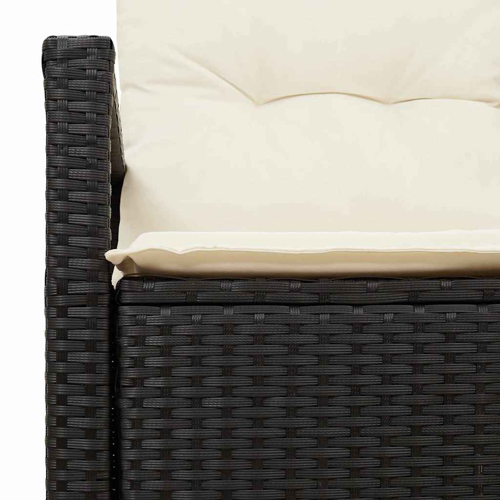 2 vietų sodų sofa su saugykla ir pagalvėlėmis juoda poliratanas