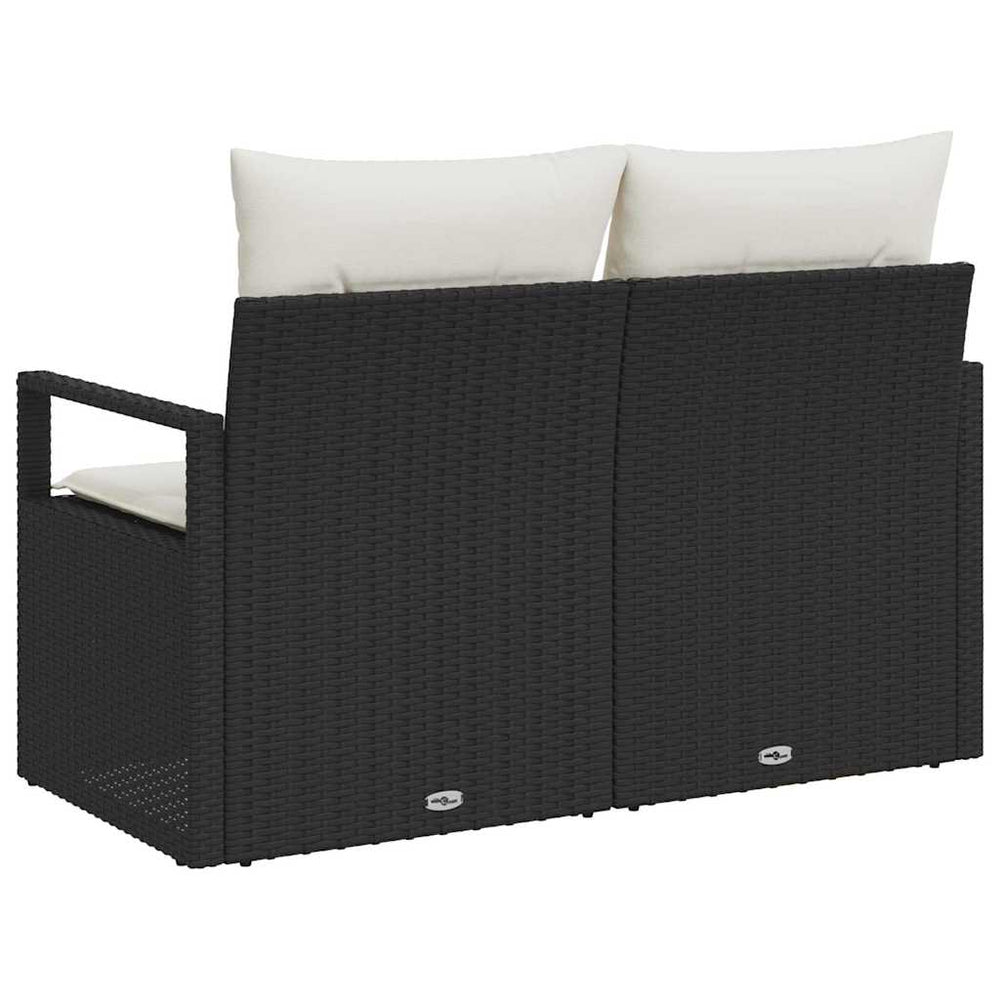 2 vietų sodų sofa su saugykla ir pagalvėlėmis juoda poliratanas