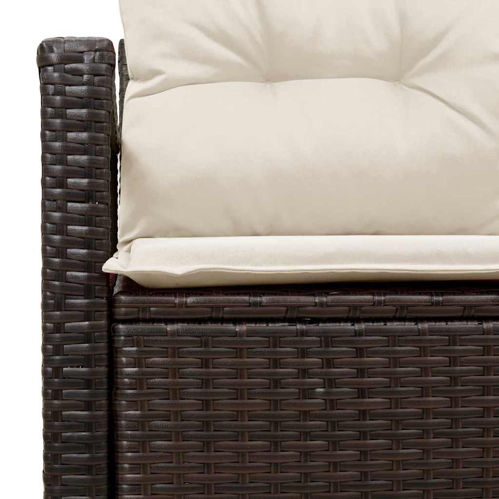 2 vietų sodo sofa su saugojimu ir pagalvėmis ruda poli rattan