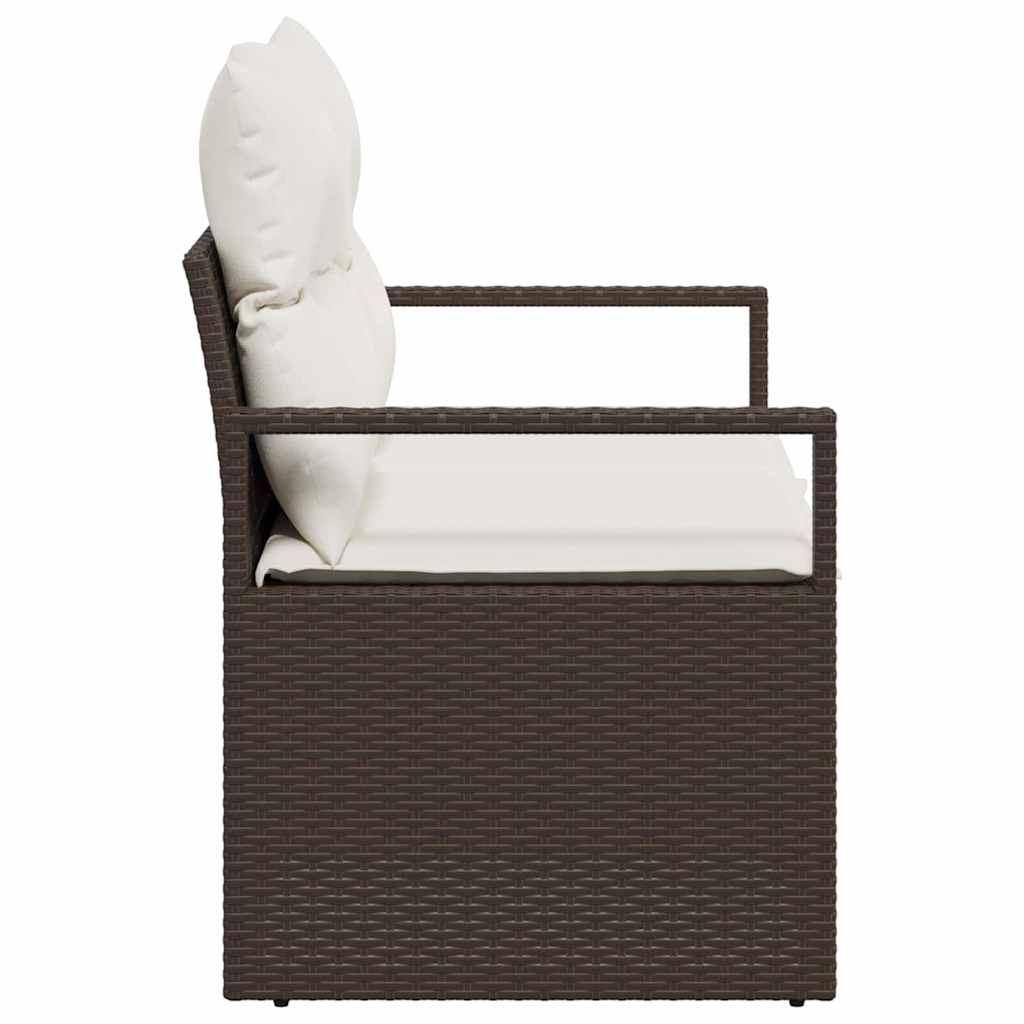 2 vietų sodo sofa su saugojimu ir pagalvėmis ruda poli rattan