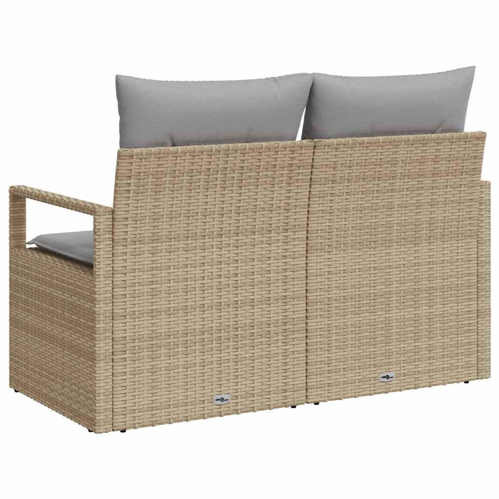 2 vietų sodo sofa su saugykla ir pagalvėlėmis smėlio poli ratanas
