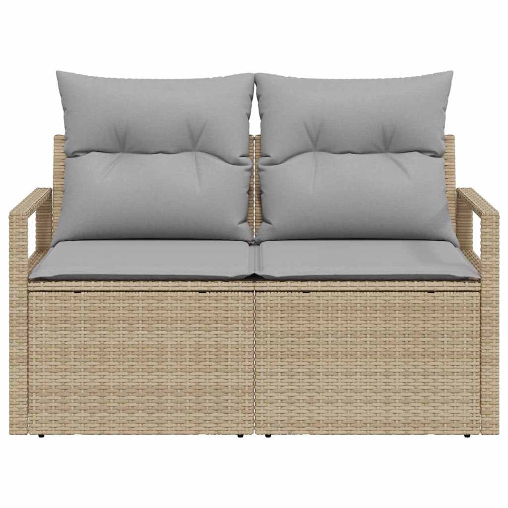 2 vietų sodo sofa su saugykla ir pagalvėlėmis smėlio poli ratanas