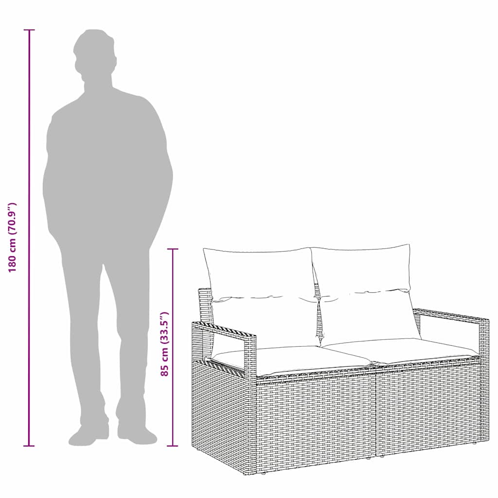 2 vietų sodo sofa su saugykla ir pagalvėlėmis smėlio poli ratanas