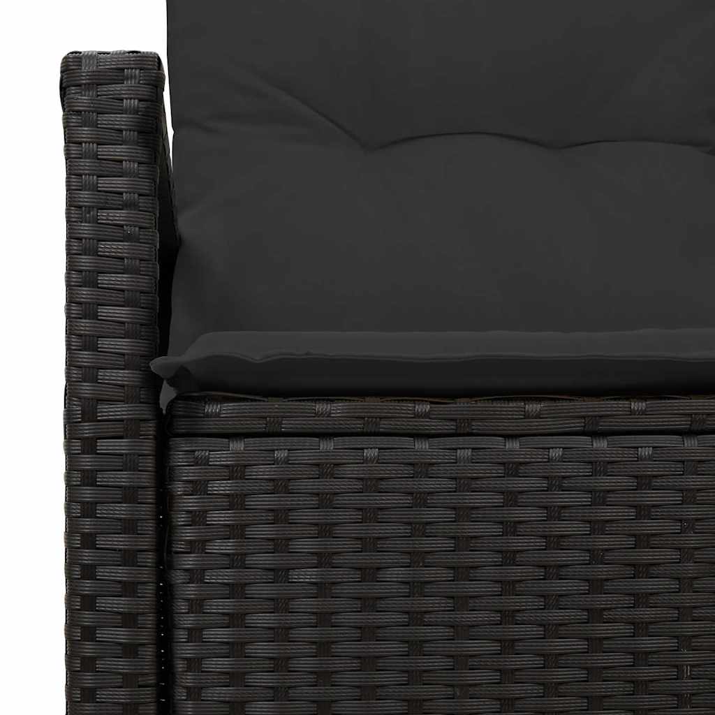 Dārza dīvāns ar spilvenu Melns 120 x 62 x 69cm polirotangs