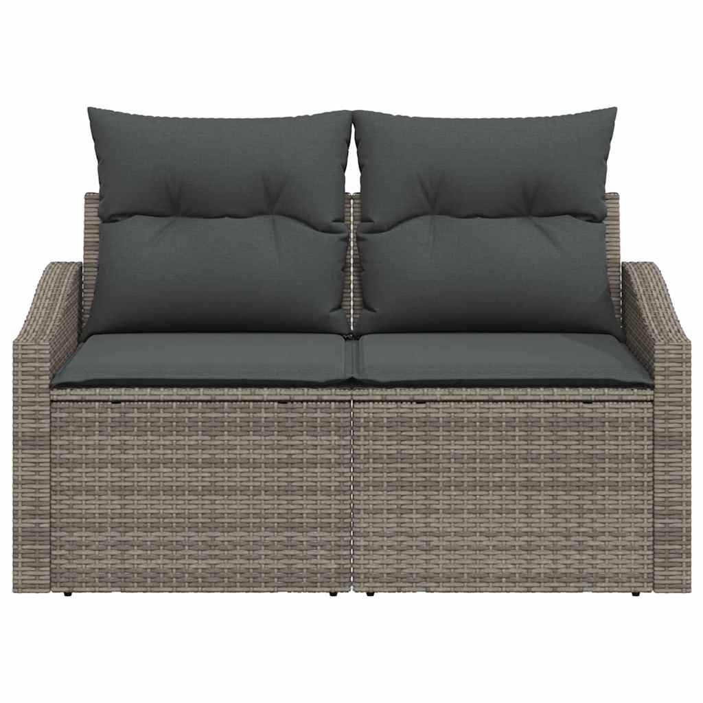 2 vietų sodų sofa su pagalvėmis pilka poli ratanas