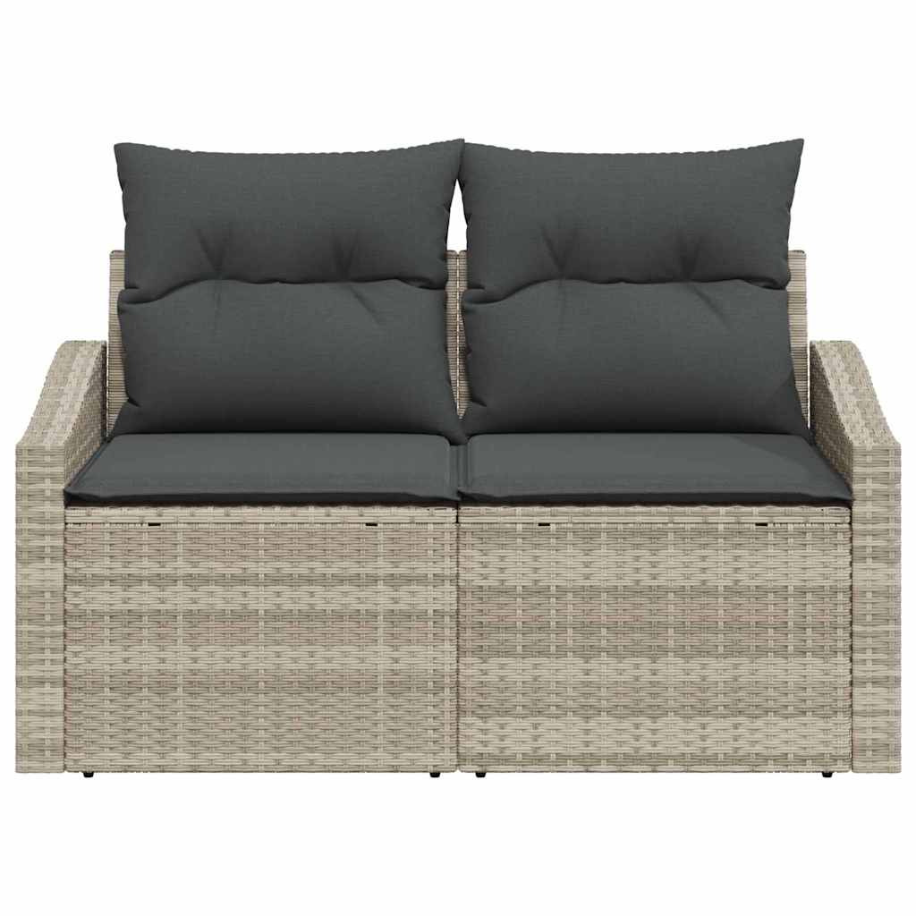 2-seater sofa with grey cushions poly rattan