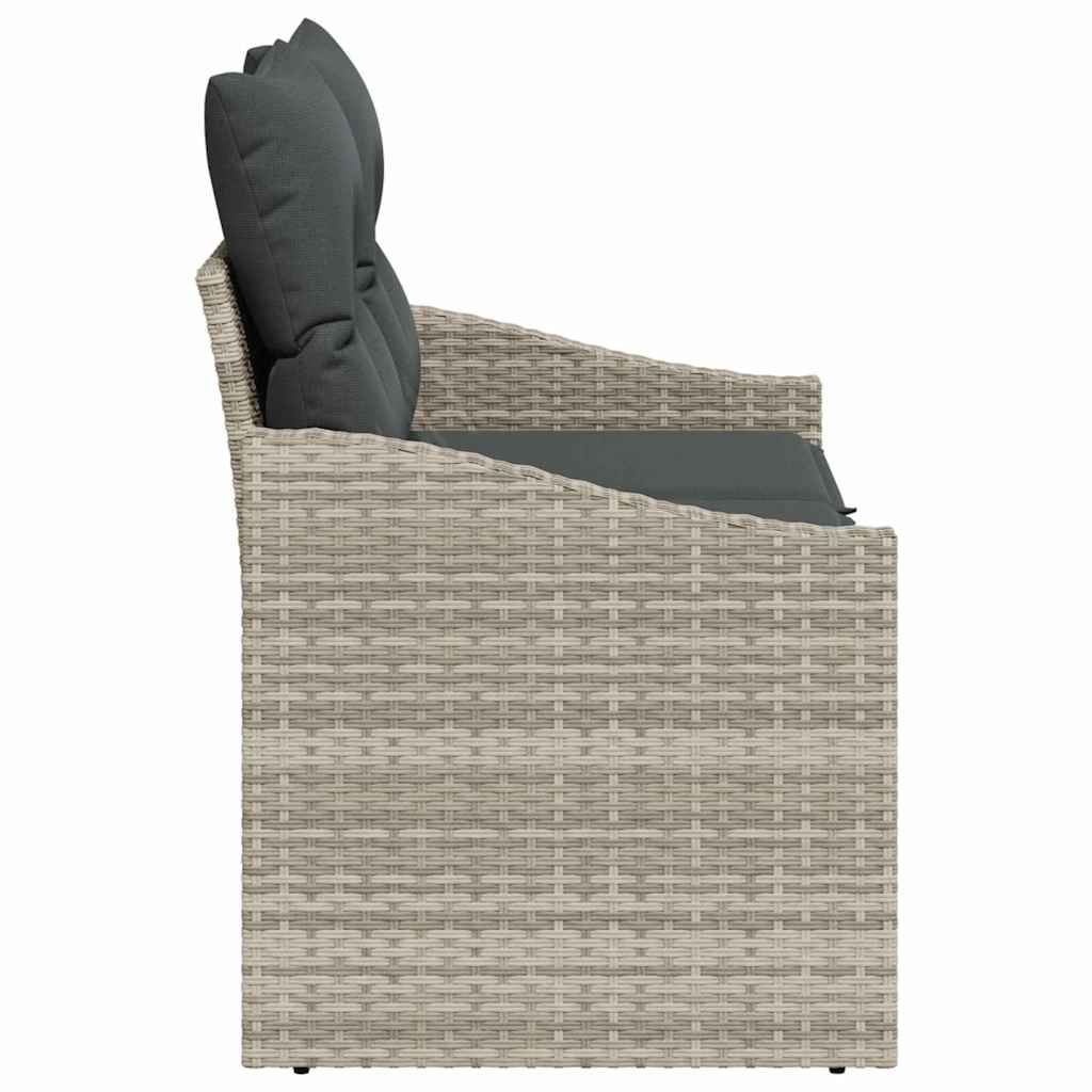 2-seater sofa with grey cushions poly rattan
