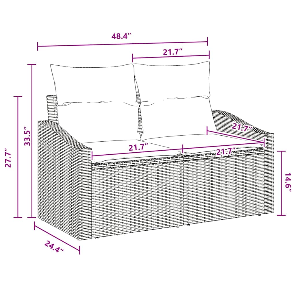 Sodo sofa Pilka 123 x 62 x 69cm poliratanas