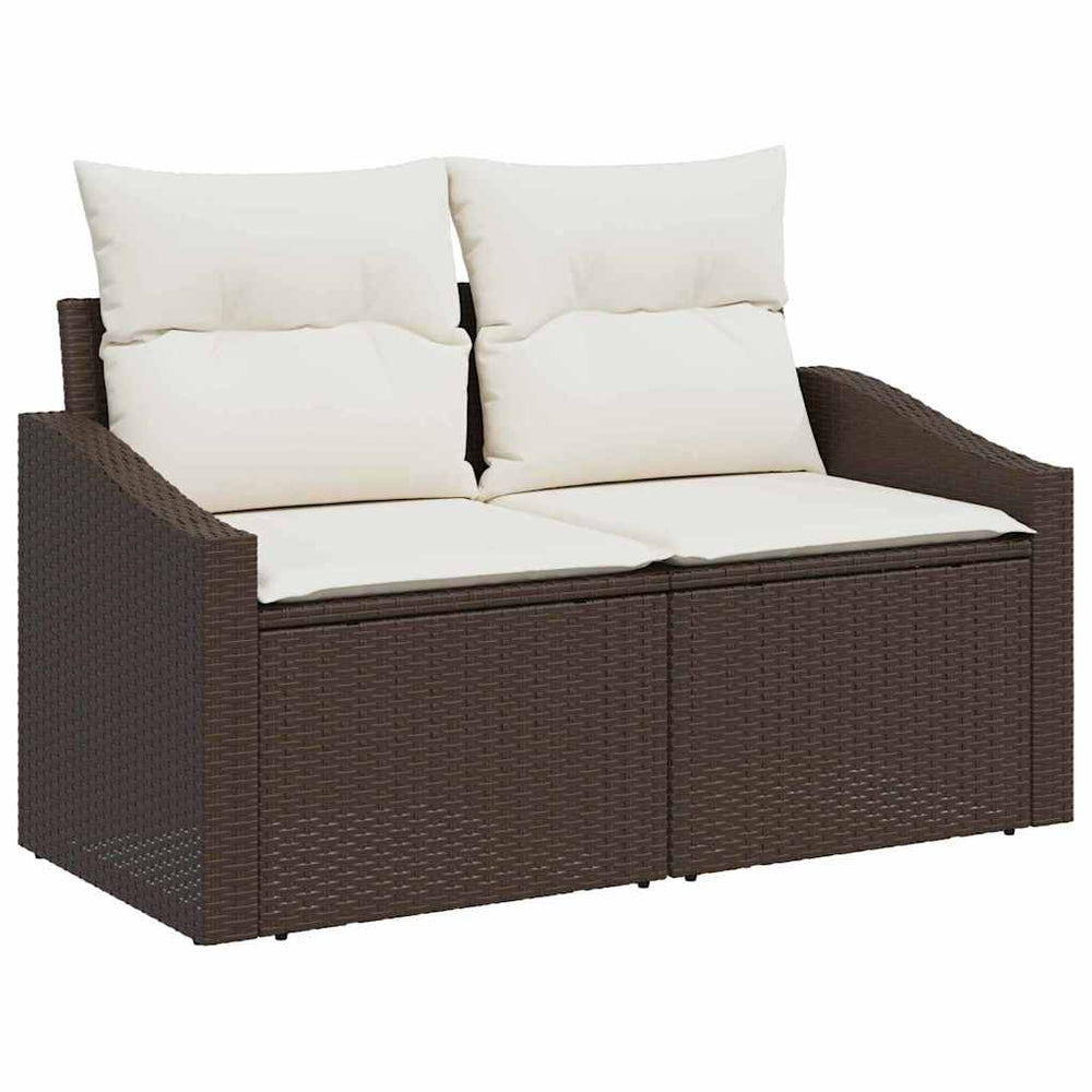 2 vietų sodo sofa su saugykla ir pagalvėlėmis ruda poliratanas