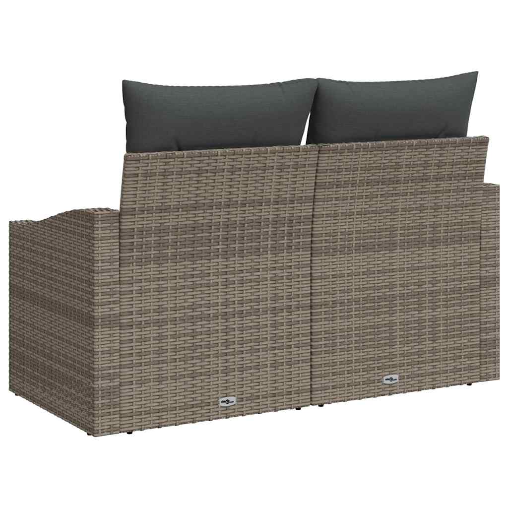 2-vietė sofa sodui su saugojimo skyriumi ir pagalvėlėmis, pilka poli ratanas