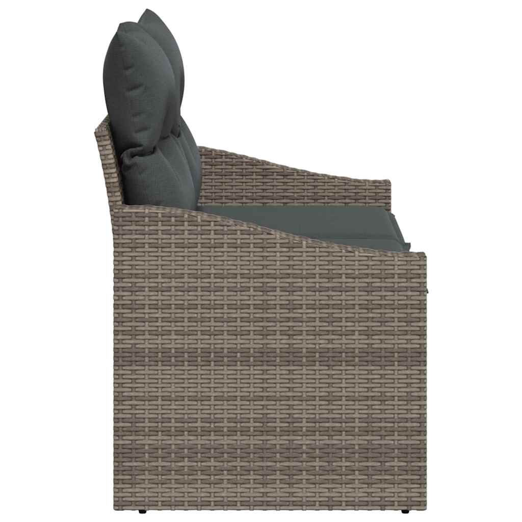 2-vietė sofa sodui su saugojimo skyriumi ir pagalvėlėmis, pilka poli ratanas