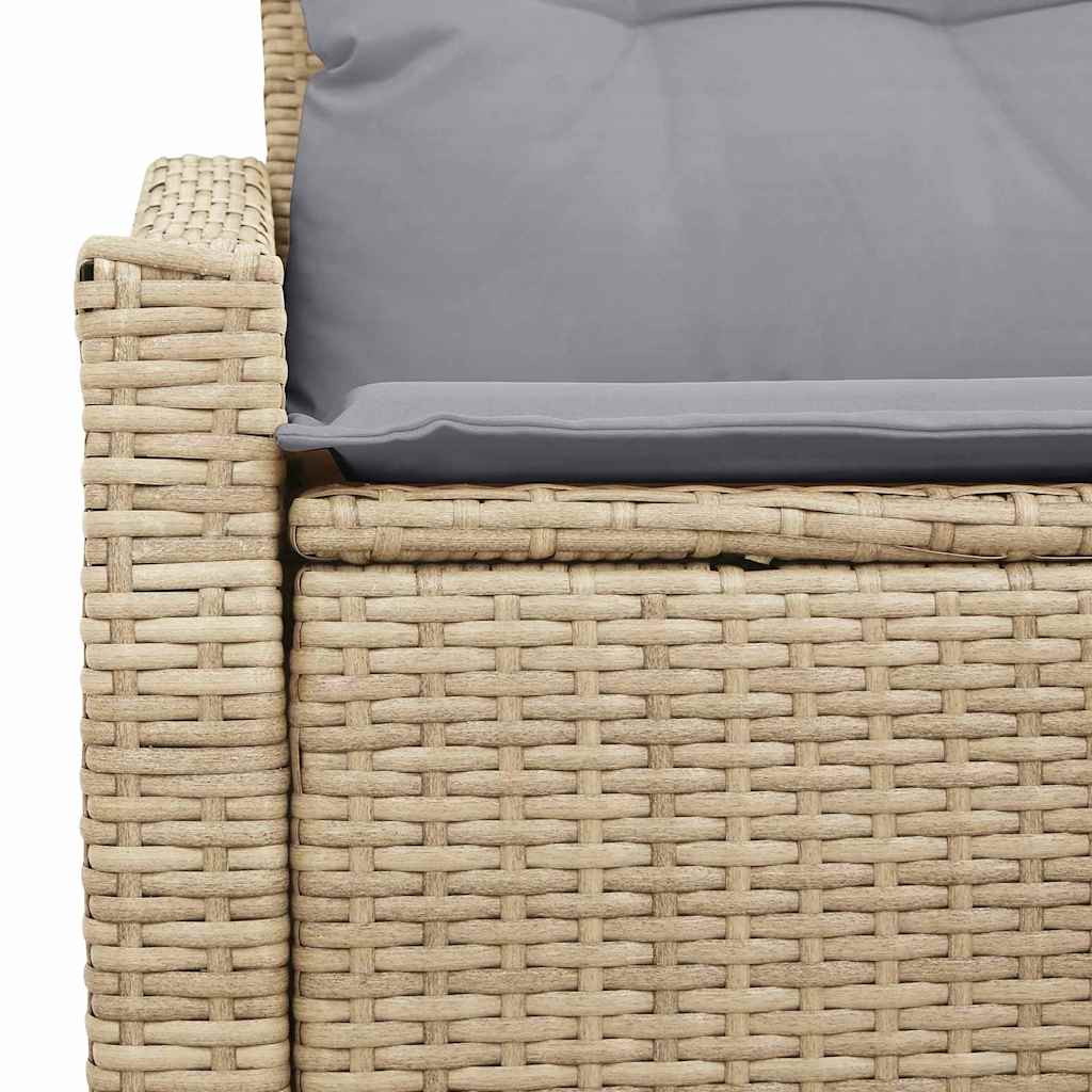 2 vietų sodo sofa su saugojimo vieta ir pagalvėmis, smėlio poli ratanas