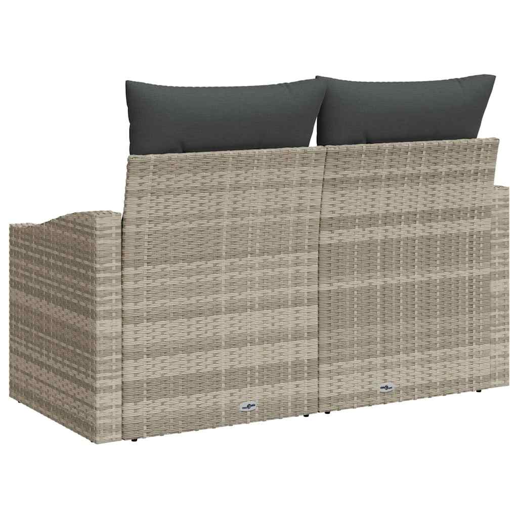2 vietų sodinė sofa su saugykla ir pagalvėlėmis pilkos spalvos poli ratanas