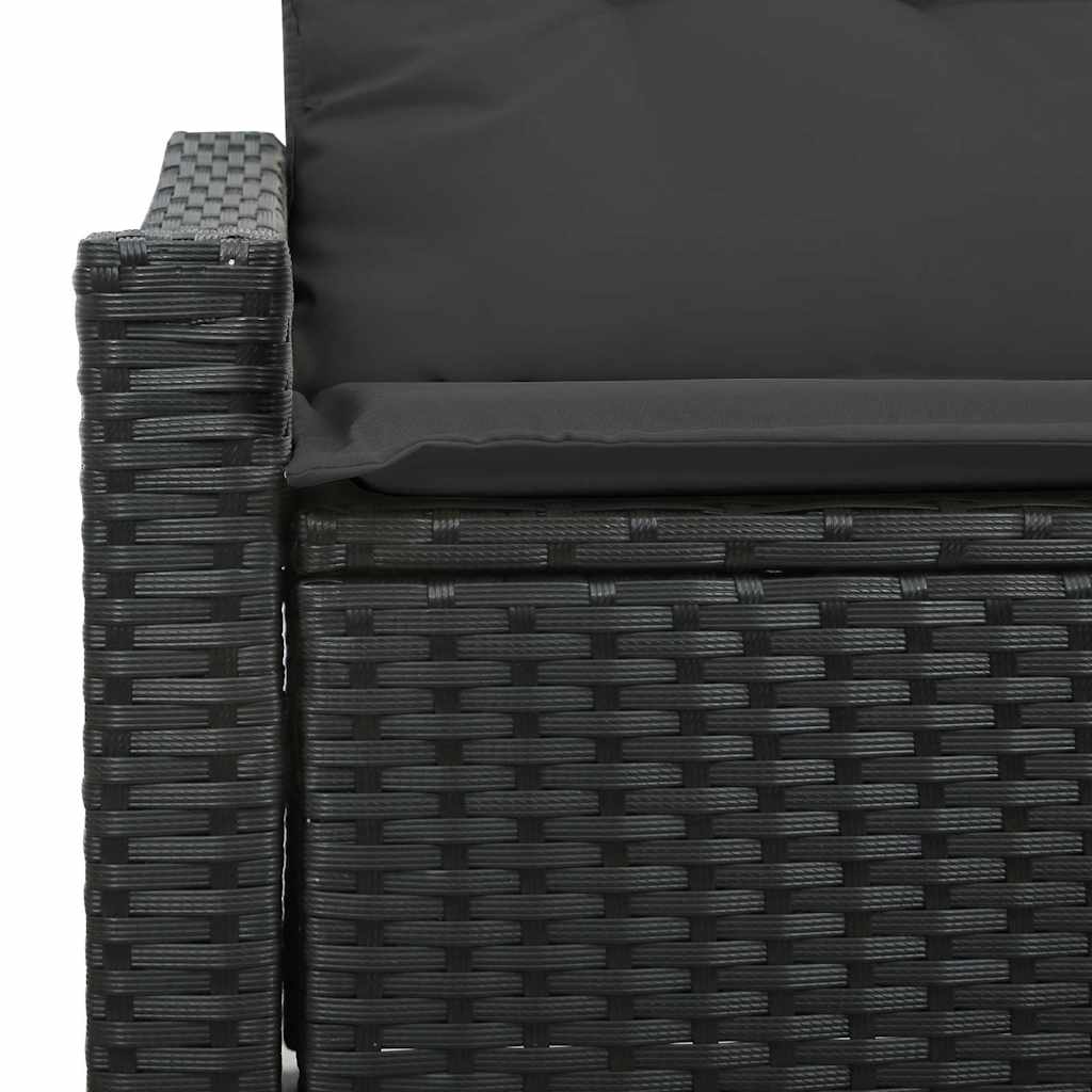 2 vietų sodo sofa su saugojimu ir pagalvėlėmis juoda poli ratanas