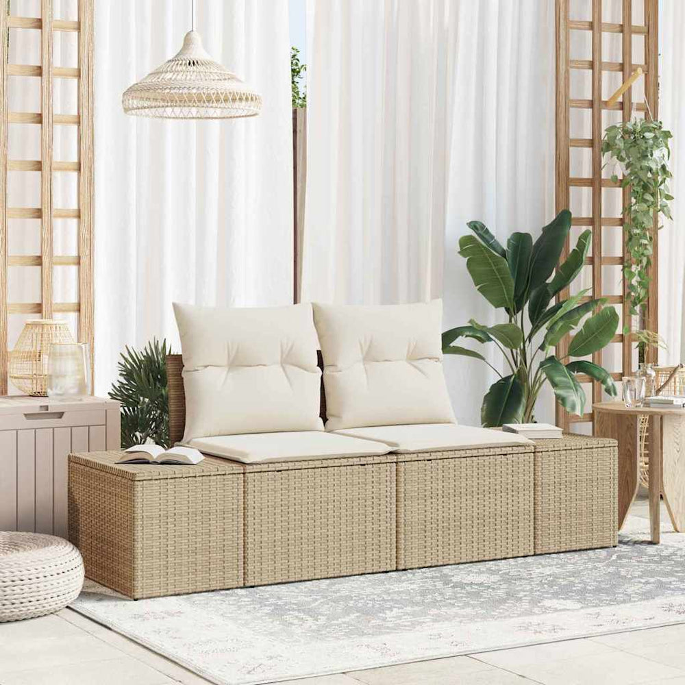 2-vietė sodo sofa su pagalvėlėmis Smėlio Poli Ratanas
