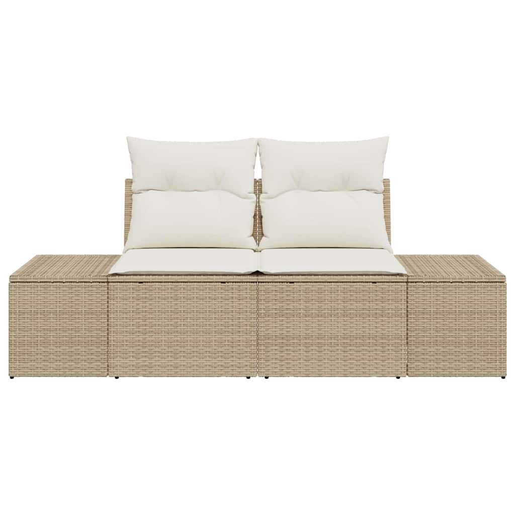 2-vietė sodo sofa su pagalvėlėmis Smėlio Poli Ratanas