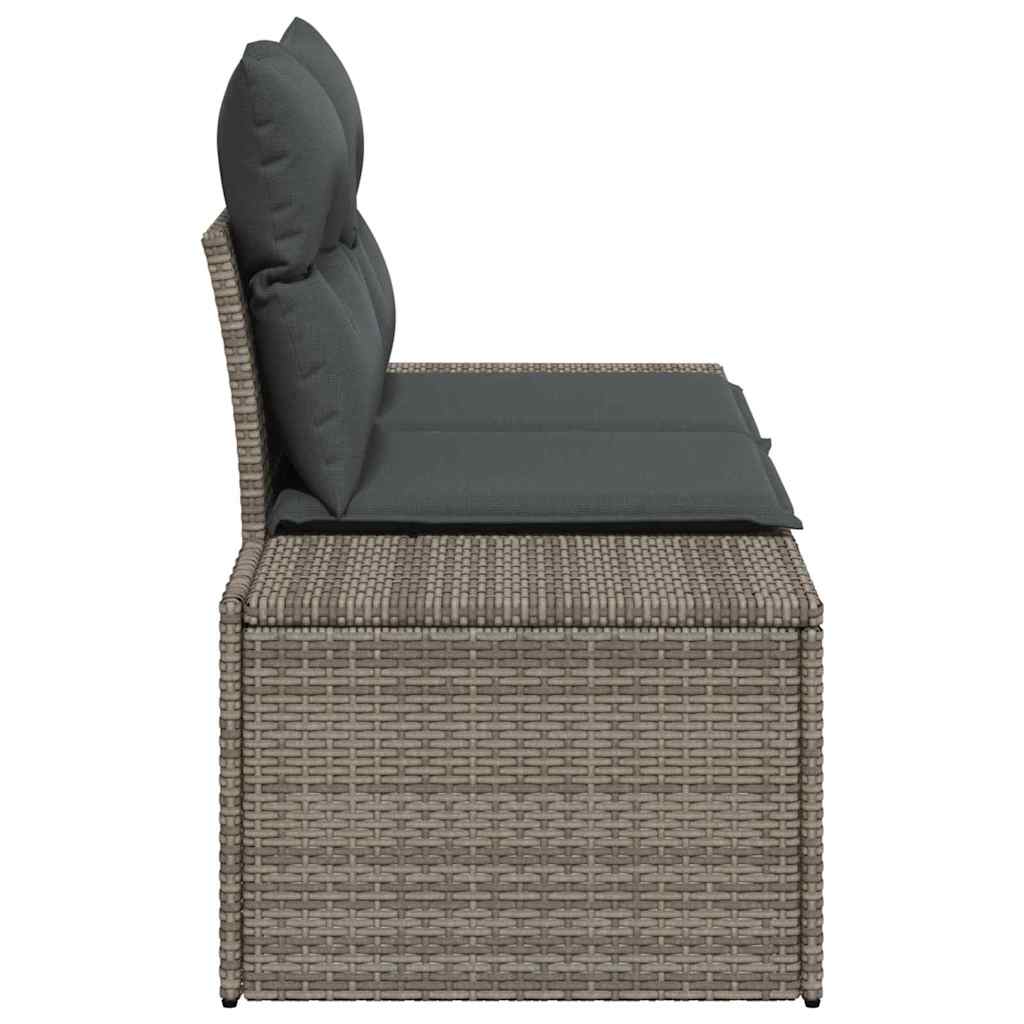 2-sėdimos sodo sofa su saugojimu ir pagalvėlėmis Pilka Poli Ratanas