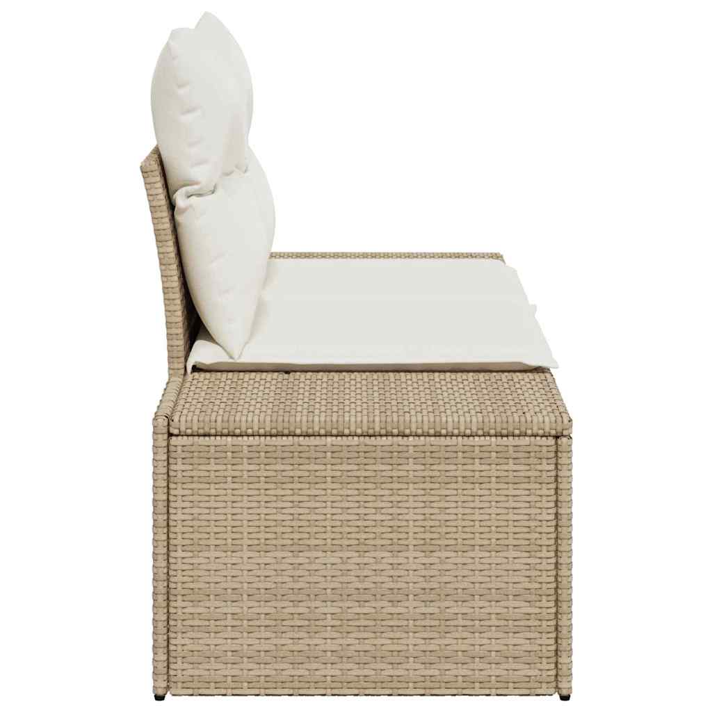2-vietė lauko sofa su saugojimu ir pagalvėmis smėlio poli ratanas