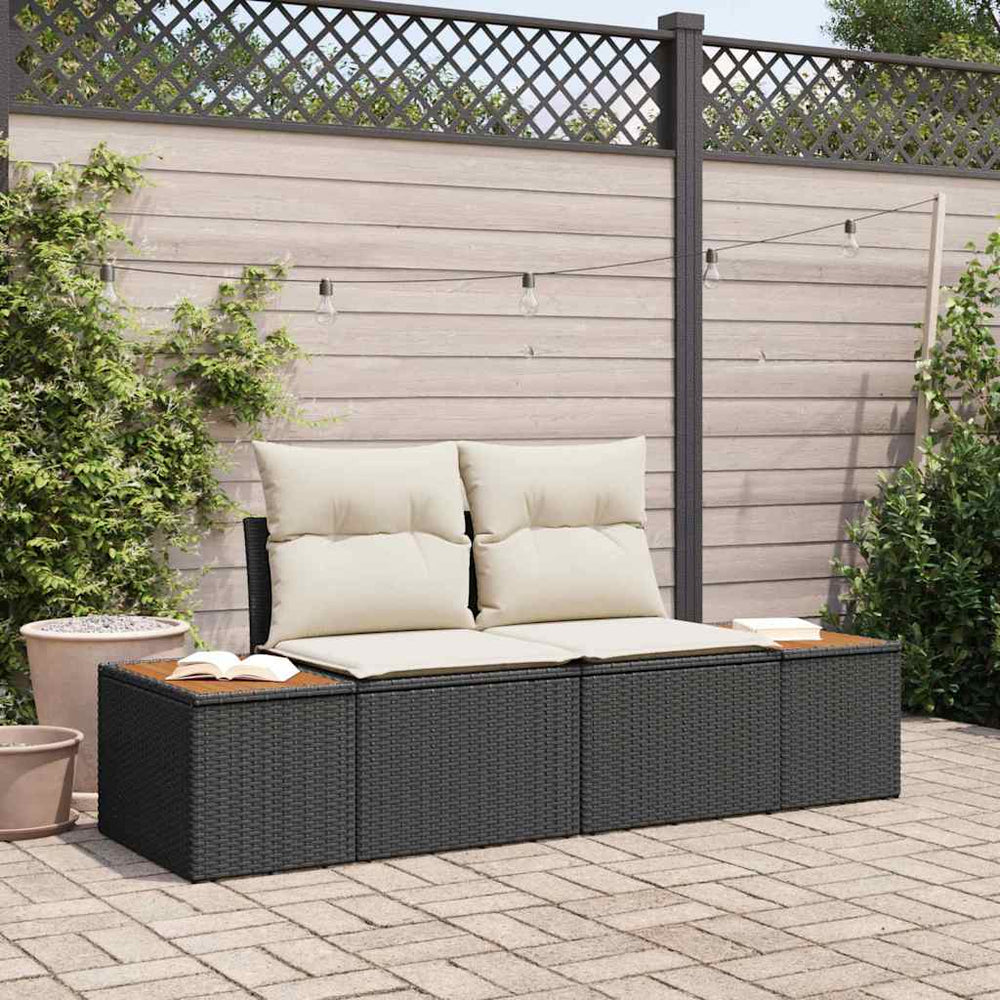 2-vietė sofa sodui su pagalvėlėmis juoda poli ratanas