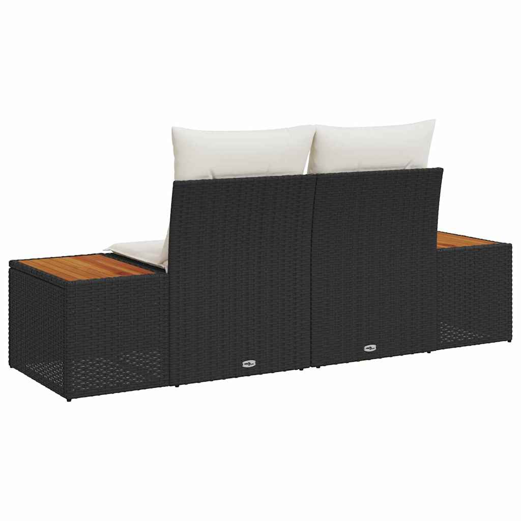 2-vietė sofa sodui su pagalvėlėmis juoda poli ratanas