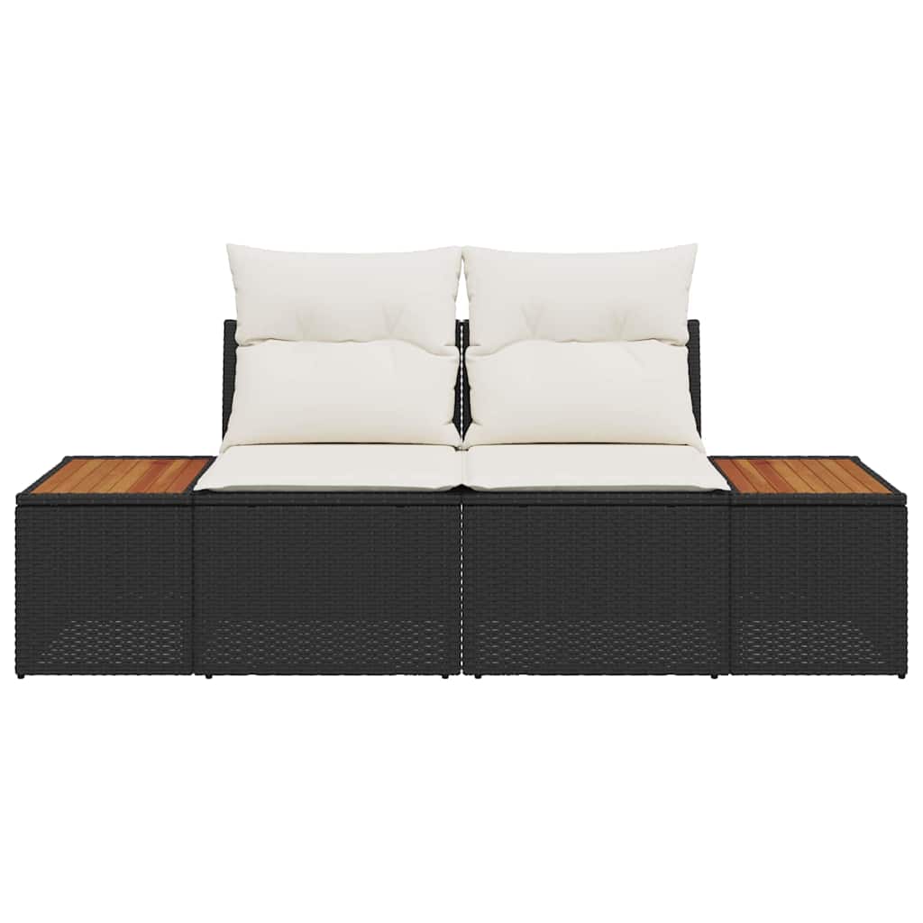 2-vietė sofa sodui su pagalvėlėmis juoda poli ratanas