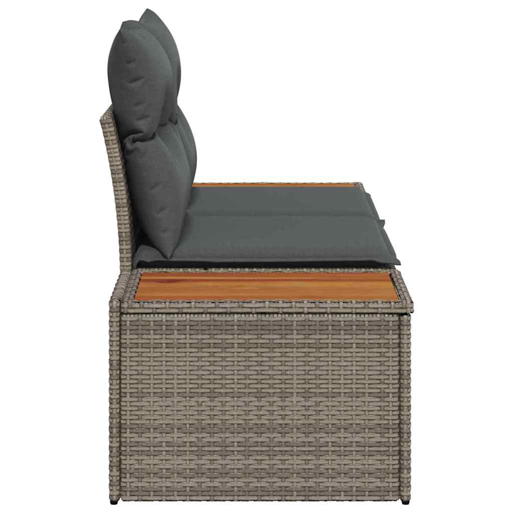 2-seater garden sofa with cushions grey poly rattan