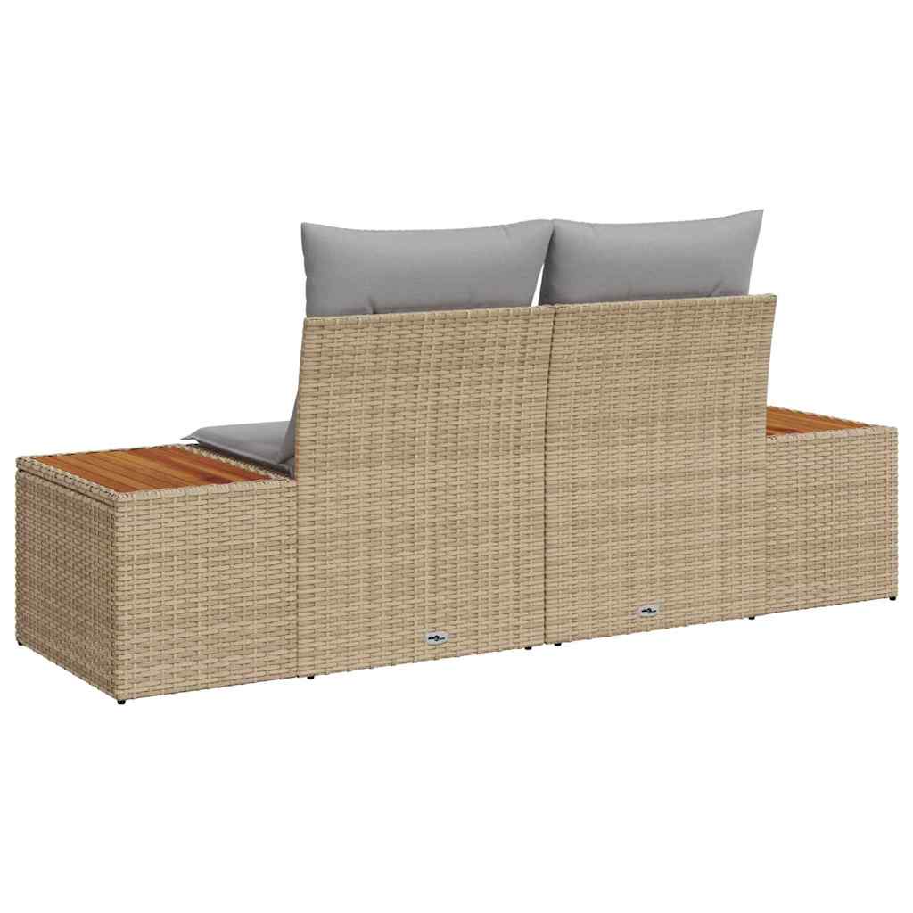 2-vietė sofa sodui su pagalvėlėmis smėlio spalvos poli ratanas
